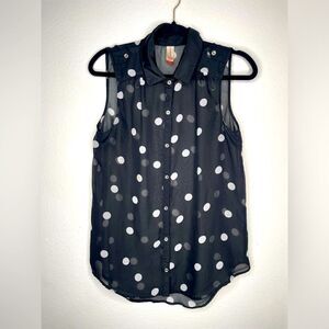Sheer Black Polka Dot Blouse